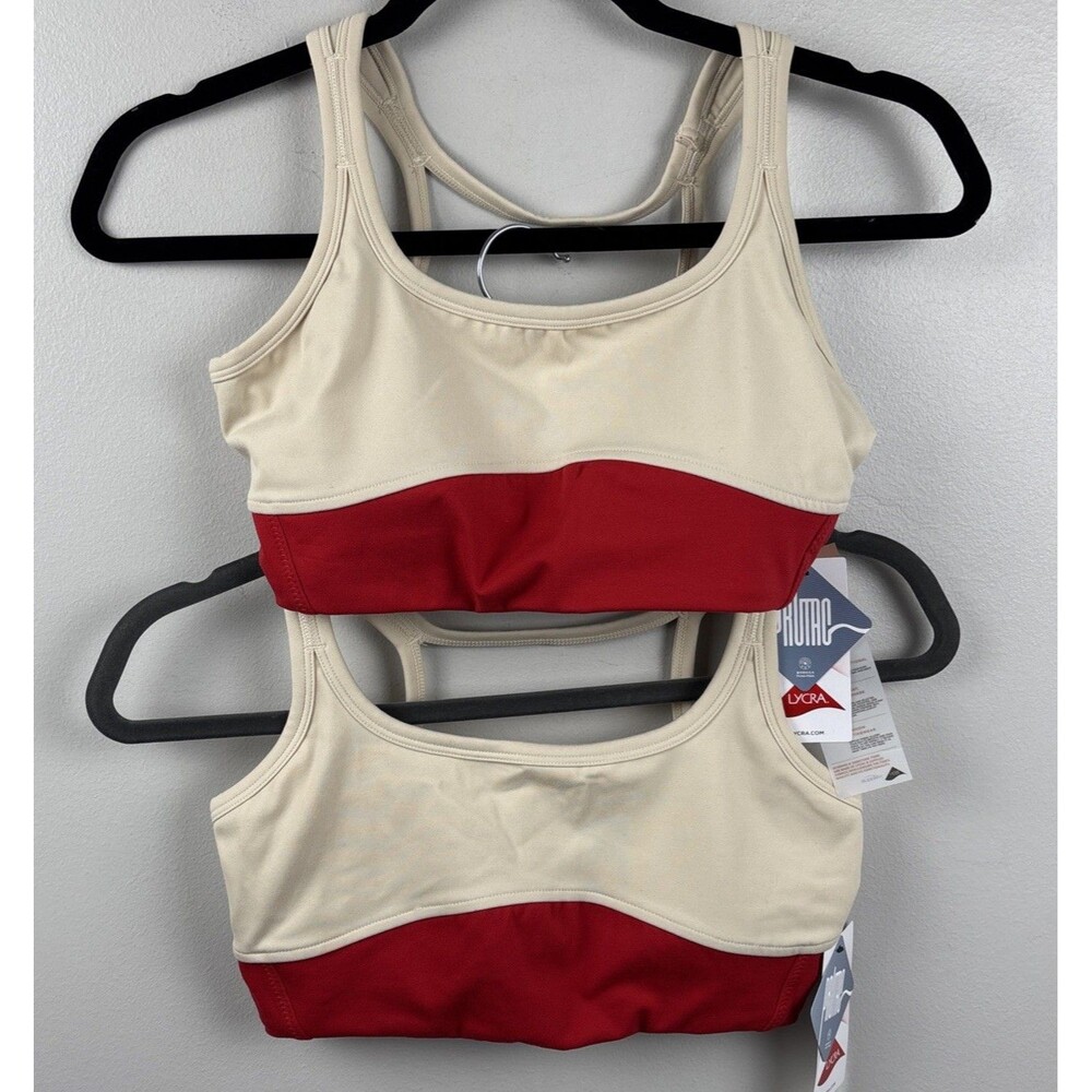 Set Of Two NWT Mono B Women Sports Bra Cream & Red Size Small Style AT3203 New